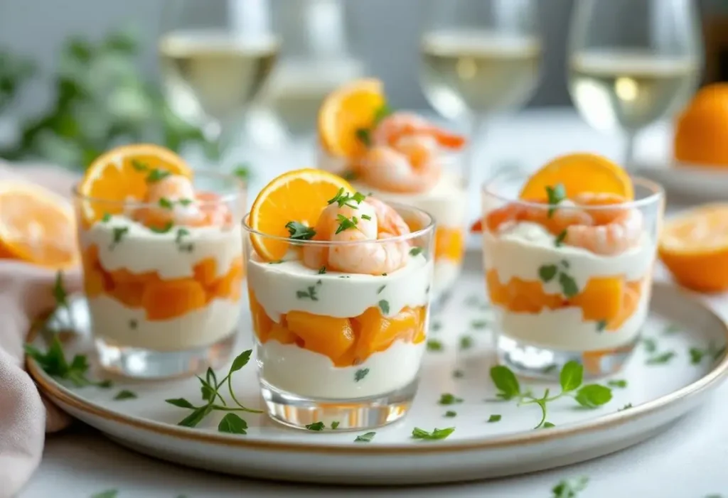 Verrines clémentines-crevettes : l’apéritif ultra frais et chic, prêt en quelques minutes